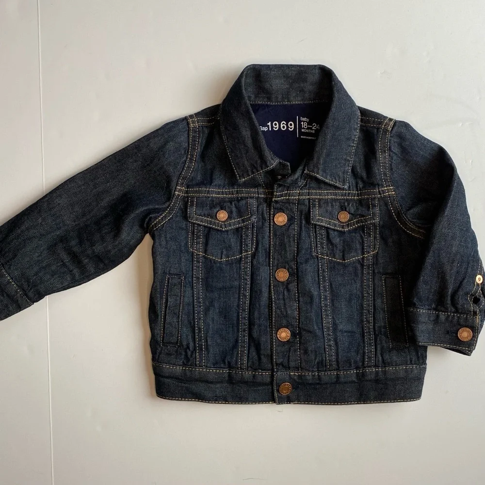 Gap Jeans Jacket Size 18-24 Months Classic Denim Lined Trucker Blue Boy Girl EUC